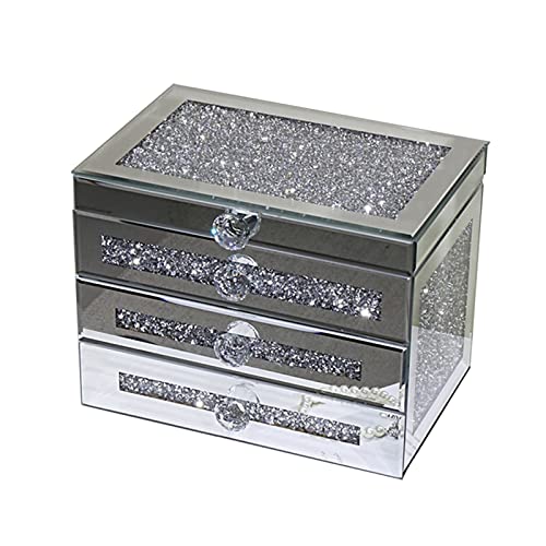 EHVYBDX Schmuckschatulle mit großem Fassungsvermögen, moderne Glas-Schmuckschatulle für Damen, Schreibtisch-Schmuck-Organizer, Display für Ringe, Ohrringe, Halsketten, Armbänder von EHVYBDX