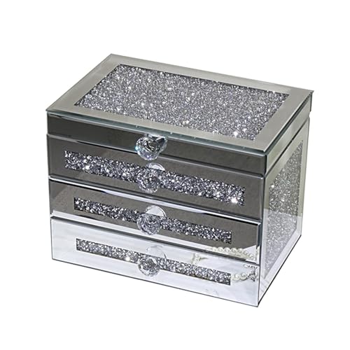 EHVYBDX Schmuckschatulle mit großem Fassungsvermögen, moderne Glas-Schmuckschatulle für Damen, Schreibtisch-Schmuck-Organizer, Display für Ringe, Ohrringe, Halsketten, Armbänder von EHVYBDX