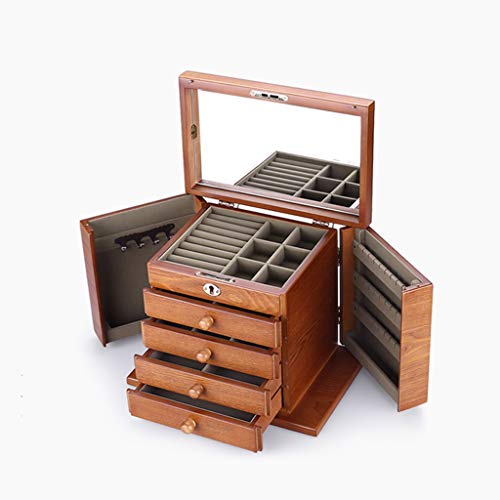 EHVYBDX Schmuckständerhalter, Holz-Schmuckschatulle, Schmuck-Organizer-Box – 3-lagig, Aufbewahrungsbox, Schmuckhalter von EHVYBDX