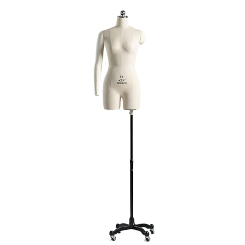 Schaufensterpuppe mit Schaufensterpuppen-Körper, Off-White, rollend, weiblich, Kleiderform, Torso-Körper zum Nähen von Kleidung, ansteckbar, verstellbare Manikins, T von EHVYBDX