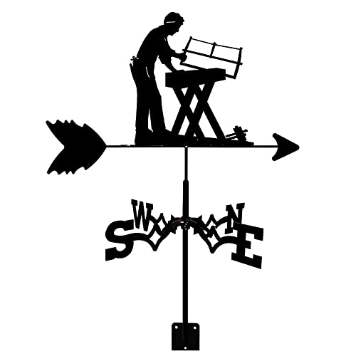 EICOFF Exquisite Metall-Wetterfahne, Ornament, Wetterfahne, Metallsäge, Zimmermann, Wetterfahne für den Außenbereich, Dach, Garten, Hofdekoration, Wetterfahne – Hof, der die Windrichtung anzeigt un von EICOFF