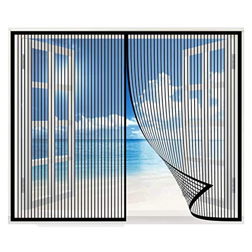 EIDEMED Magnetvorhang 120x130cm Insektenschutzvorhang Magnetverschluss HäNde Frei, Verschiedene Größen ist Ideal für Wohnzimmerfenster, Schlafzimmerfenster, Schwarz von EIDEMED