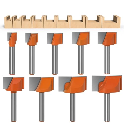 6/8mm Schaft Reinigung Boden Gravur Router Bit Holzbearbeitungswerkzeug Vollhartmetall Holz Fräser Schaftfräser 18mm 20mm 30mm 32mm(9Pcs 6mm one set) von EIENQBVL