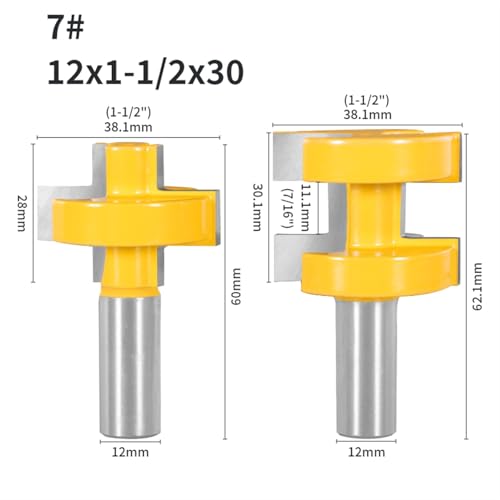 6 MM – 12,7 MM, 2 Stück, Nut- und Federmontage, Fräser-Set, Hartmetall-Fräser for die Holzbearbeitung for Holzwerkzeuge(12x38.1x30) von EIENQBVL