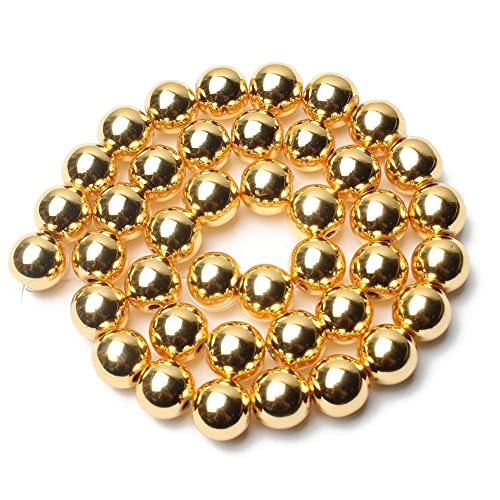 Eif Dock Natürliche Hämatit-Perlen für Schmuckherstellung, 8 mm, rund, glatt, lose, nicht magnetische Metallperlen, 48 Stück von EIF DOCK