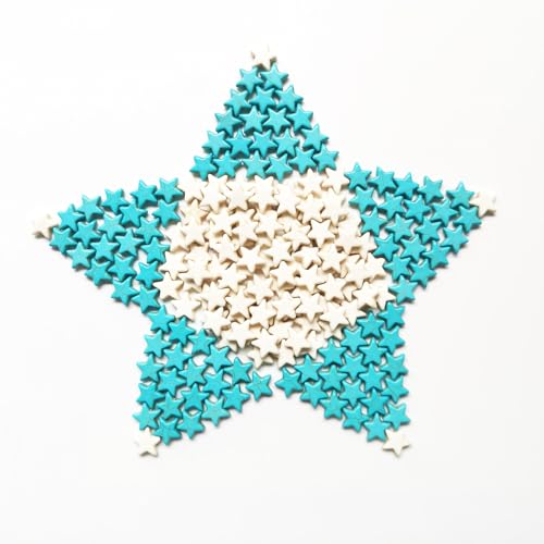 EIFOCWCY Stern Perlen Für Armbänder Kinder Blau Weiß Pentagramm Perlen, Synthetische Türkis Perlen Stern für Halskette Armband Ohrringe Anhänger DIY, Cute Star Beads Bracelets Beads Girl (200 Stück) von EIFOCWCY