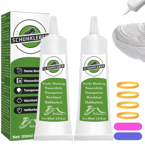 Schuhkleber, 120ml Schuhkleber Extra Stark Wasserfest, Starker Kleber, Professionell für die Reparatur von Rissigen und Abgenutzten Sportschuhe, Laufschuhe, Lederschuhe, Stiefel, Leder von EIGTWEN