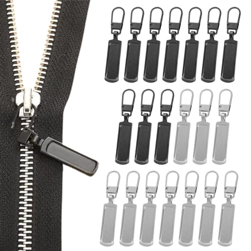 EIHI 20 Stück Reißverschluss zipper,Reißverschluss zipper ersatz,Reisverschlussreparaturset zipper, für Zipper Koffer Stiefel Jackenrucksäcke,reißverschluss anhänger,Schwarz und Silber von EIHI