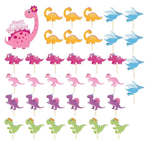 EIHI 37 Stück Drache Thema Cupcake Topper,tortendeko Kindergeburtstag,Geburtstag Event Party Tiere Thema Party Dekoration Versorgung von EIHI