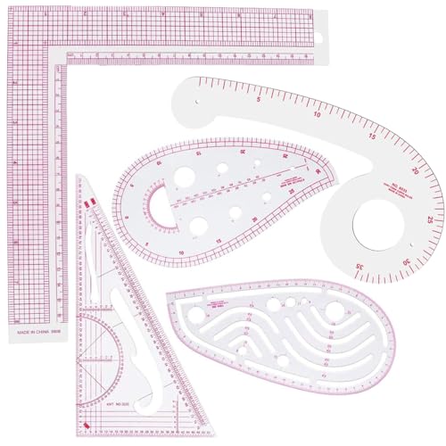 EIHI 5 Stück Kurvenlineal,bügellineal,Kleidungs Lineal Schneiderlineal Metrisches Lineal Set zum Nähen Schneidern Nähwerkzeuge, Musterdesign, Zeichnungsvorlage, Schneiderwerkzeug für DIY Kleidung von EIHI