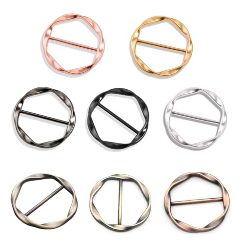 EIHI 8 Stück Metall T Shirt Clips, Broschen für Kleidung, Anstecknadeln für Damen, Seiden Schal Ring Clip T Shirt Krawatten Clips für Kleidung Eckknopf Metall runder Kreis Clip Schnalle von EIHI