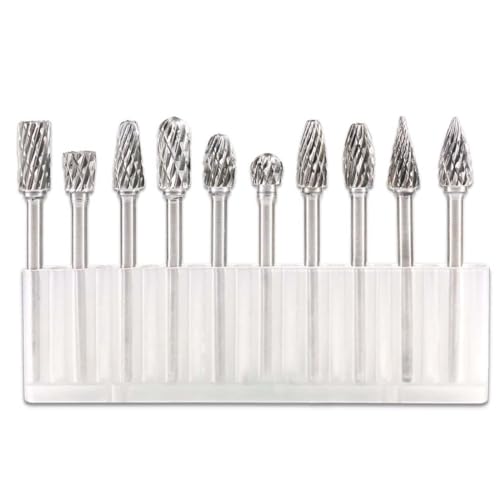 EIHI Wolframcarbid fräser, 10 Stück Raspel Set Hartmetall Rotary Frässet Frässtifte mit 3 mm Schaft Fräser-Bit-Set für Schleifen, Schnitzen, Metallpolieren, Gravieren, Bohren von EIHI