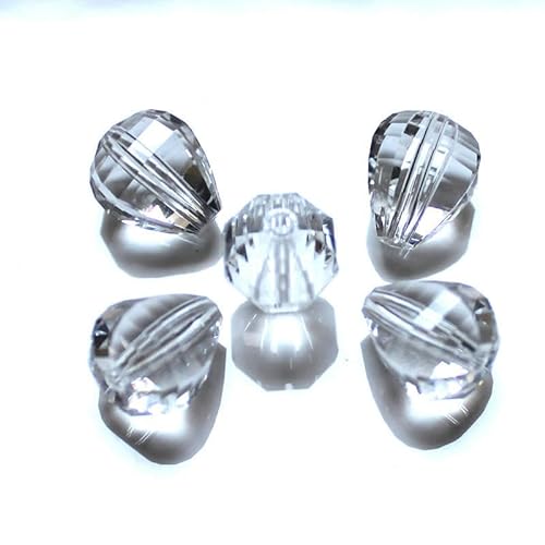 EILJSF facettierte Kristallperlen 12 x 10 mm Strass-Perlen Doppelkegel-Glasperlen Kristall-Charm für die Herstellung von DIY-Armbändern und Halsketten Schmuck 200 Stück von EILJSF