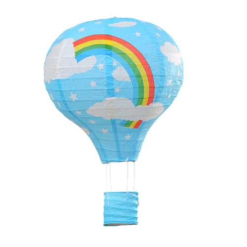 EIOLWJIEO DIY Heißluftballon Laternen, makellose Dekorationen mit Regenbogen Thema, großer Ballon Papier Regenbogen Heißluftballon, blauer Regenbogen, Durchmesser 40 cm von EIOLWJIEO