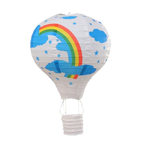 EIOLWJIEO DIY Heißluftballon Laternen, makellose Dekorationen mit Regenbogen Thema, großer Ballon Papier Regenbogen Heißluftballon, weißer Regenbogen, Durchmesser 40 cm von EIOLWJIEO