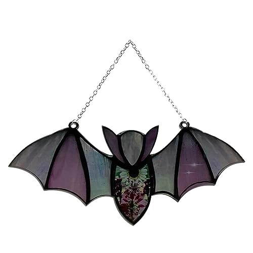 EIOLWJIEO Weit verbreitete Fledermaus Buntglas Sonnenfänger Dekoration, Acryl Halloween Fledermaus Buntglas Sonnenfänger Dekoration zum Aufhängen, B von EIOLWJIEO