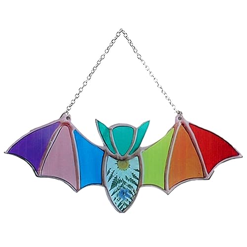 EIOLWJIEO Weit verbreitete Fledermaus Buntglas Sonnenfänger Dekoration, Acryl Halloween Fledermaus Buntglas Sonnenfänger Dekoration zum Aufhängen, C von EIOLWJIEO