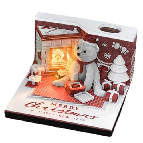 Weihnachtsbär Mini 3D Notizblock 2025 Kalender Desktop Geschenk Neuheit Dekor Block Memo 3D Notizzettel Notizen P0W0 Papier Büroblock Geburtstag von EIRZNGXQ