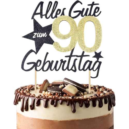 Torten Deko 90 Geburtstag Mann Frau 90 Geburtstag Alles Gute zum Geburtstag 90 Jahre Happy 90th Birthday Cake Topper Kuchen Topper Kuchendeko 90 Geburstagstorte Gold für 90 Geburtstag Frauen Männer von EIYVPRA