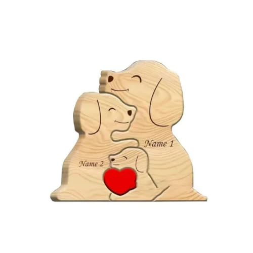 EJASBYUFB Holz Hund Warme Familie Puzzle Set Home Dekoration Geschnitzt Ornament Party Dekoration Handwerk (3 Stück) von EJASBYUFB