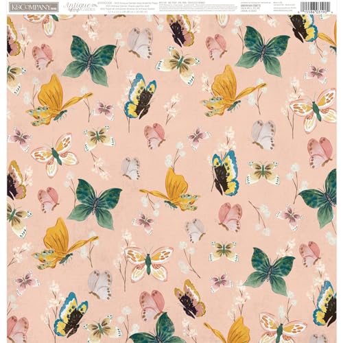 K&Company Antique Garden Double-Sided Paper 12"x12"-Gold Butterfly von EK Success