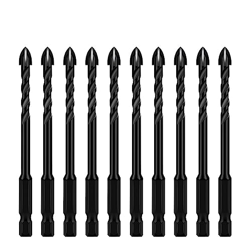 Cross Hex Drill Bit Set For Concrete Porcelain Tile Glass Metal Professional Multifunction Drill Bits Kit Tools Carbide Drills EKFBQBGW(10pcs 5mm) von EKFBQBGW