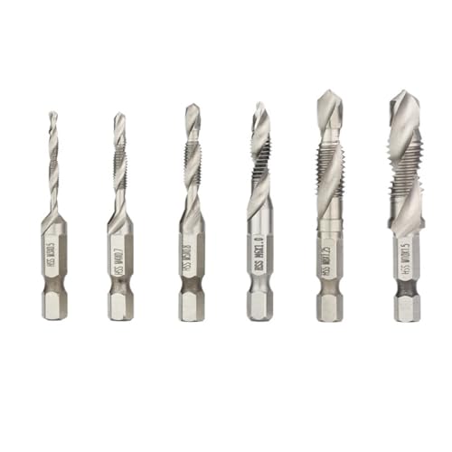 M3-M10 Screw Tap Drill Bits Hss Taps Countersink Deburr Set Metric Combination Bit High Speed Steel Tap Compound Drill Bit EKFBQBGW(Silver 6pcs Set) von EKFBQBGW