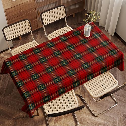 EKIB Buffalo Plaid Rechteck 160 x 221 cm abwaschbar waschbar knitterfrei Urlaub Tischdecke für Weihnachten Familientreffen Esszimmer Tisch von EKIB