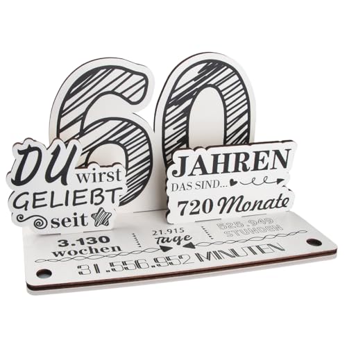 60 Geburtstag，Hochzeitstag Geschenk, Geldgeschenke Holz mit LED Lichterkette，60. Geburtstag Frauen, 60 Geburtstag Deko, 60. Geburtstag Männer(60) von EKKONG