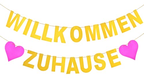 EKKONG Herzlich Willkommen Girlande, Welcome Back Girlande Willkommen Zuhause Banner mit Seil für Familie Partydeko Geburtstags Party Dekoration Hängedekoration (Glitzerpapier) von EKKONG