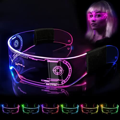 EKKONG LED Brille, LED Sonnenbrille Party Brille Leuchtend Farbwechselnde Anime Fasching Leuchtbrille für Party, Versammlungen, Bar, Nachtleben, EDM Konzert (7 Farbe Blink) von EKKONG