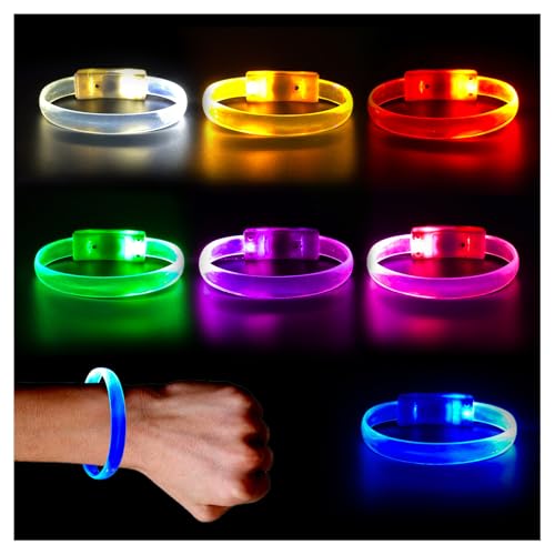 EKKONG Leuchtarmbänder 7 Stück Led Armband Leuchtarmband Kinder Led Armbänder Knicklichter Leuchtband Partyzubehör für Geburtstag, Halloween, Karneval, Partyspiele, Konzerte von EKKONG