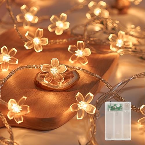 EKKONG Lichterkette Blumen,Lichterkette Außen Solar 3M 20LED Blumen-Lichterkette,Wasserdichte Kirschblüte Lichterkette für Hochzeit Patio Weihnachten Dekoration (warme Farbe) von EKKONG