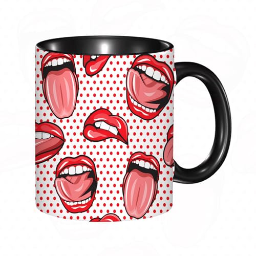 EKLMPS Becher aus Keramik, Ideal als Geschenk, Hochwertiger Aufdruck, Tasse mit Motiv, Tee Becher, Coffee Cup, 330ml,Cartoon-Farblächeln. Farbpalette. Gekritzelskizze, handgezeichnetes Bild. Aufkleber von EKLMPS