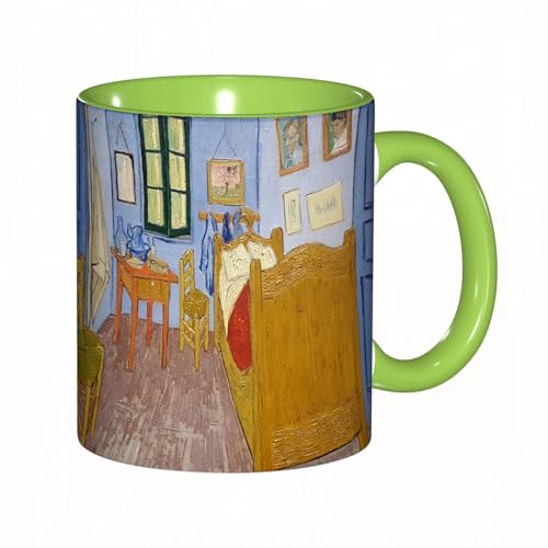 EKLMPS Becher aus Keramik, Ideal als Geschenk, Hochwertiger Aufdruck, Tasse mit Motiv, Tee Becher, Coffee Cup, 330ml,Stillleben Fenster Gouache von EKLMPS