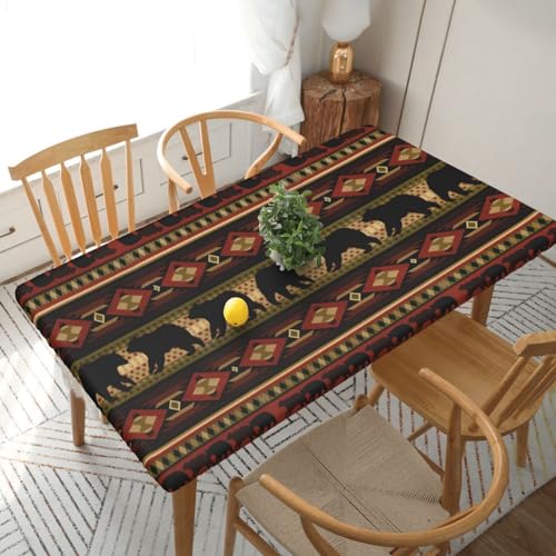 Bear Rechteckige Tischdecke, wasserdicht, elastisch, passend für 152 cm Tische, Tischdecke, abwischbar, Tischdecke für Picknick, Camping, drinnen und draußen, 76,2 x 182,9 cm von EKYOSHCZ