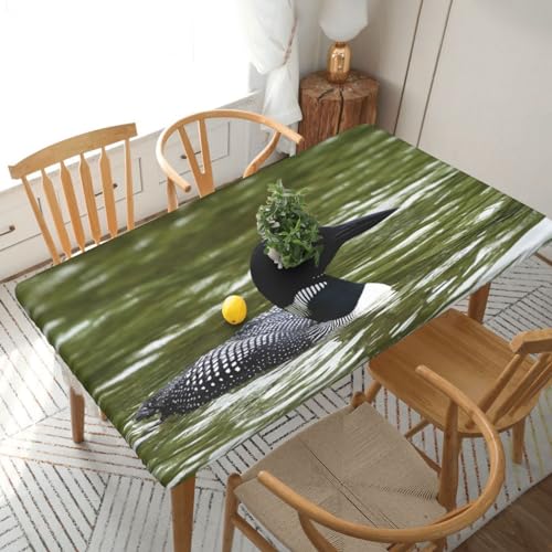 Loon Nature Tischdecke, rechteckig, wasserdicht, elastisch, für 152 cm große Tische, abwischbar, Tischdecke für Picknick, Camping, drinnen und draußen, 76,2 x 183,9 cm von EKYOSHCZ