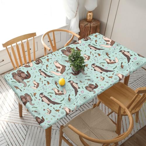 Otters Rechteckige Tischdecke, wasserdicht, elastisch, passend für 152 cm Tische, Tischdecke, abwischbar, Tischdecke für Picknick, Camping, drinnen und draußen, 76,2 x 182,9 cm von EKYOSHCZ