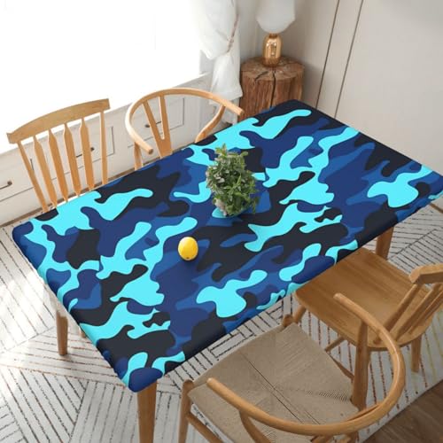 Rechteckige Tischdecke, wasserdicht, elastisch, für 152 cm große Tische, abwischbar, Tischdecke für Picknick, Camping, drinnen und draußen, 76,2 x 182,9 cm, Blau von EKYOSHCZ