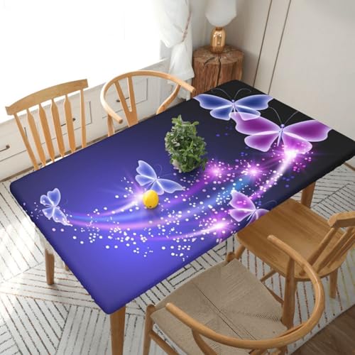 Rechteckige Tischdecke, wasserdicht, elastisch, für 152 cm große Tische, abwischbar, Tischdecke für Picknick, Camping, drinnen und draußen, 76,2 x 182,9 cm, Violett von EKYOSHCZ