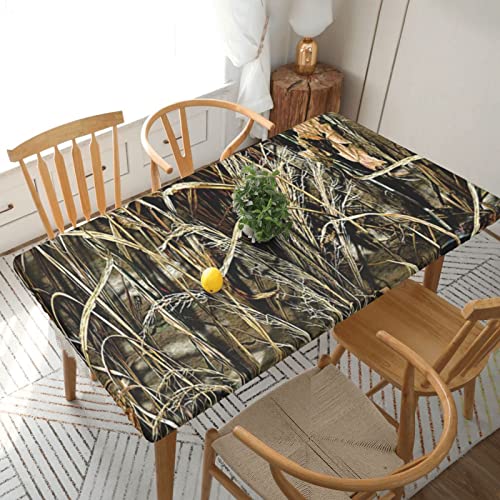 Rechteckige Tischdecke, wasserdicht, elastisch, für 152 cm große Tische, abwischbar, Tischdecke für Picknick, Camping, drinnen und draußen, 76,2 x 183,9 cm, Camouflage-Gelb und Grün von EKYOSHCZ