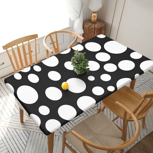 Rechteckige Tischdecke, wasserdicht, elastisch, für 152 cm große Tische, abwischbar, für Picknick, Camping, drinnen und draußen, 76,2 x 182,9 cm, Schwarz und Weiß von EKYOSHCZ