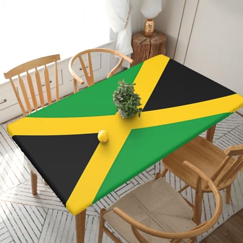 Rechteckige Tischdecke mit Jamaika-Flagge, wasserdicht, elastisch, passend für 152 cm, Tischdecke, abwischbar, Tischdecke für Picknick, Camping, drinnen und draußen, 76,2 x 183,9 cm von EKYOSHCZ