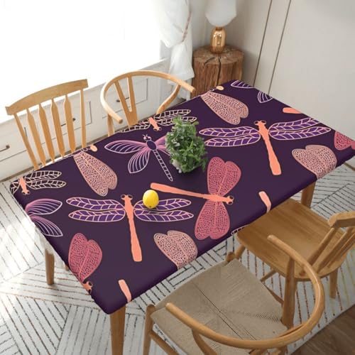 Rechteckige Tischdecke mit Libellen-Motiv, wasserdicht, elastisch, für 152 cm große Tische, abwischbar, Tischdecke für Picknick, Camping, drinnen und draußen, 76,2 x 183,9 cm von EKYOSHCZ