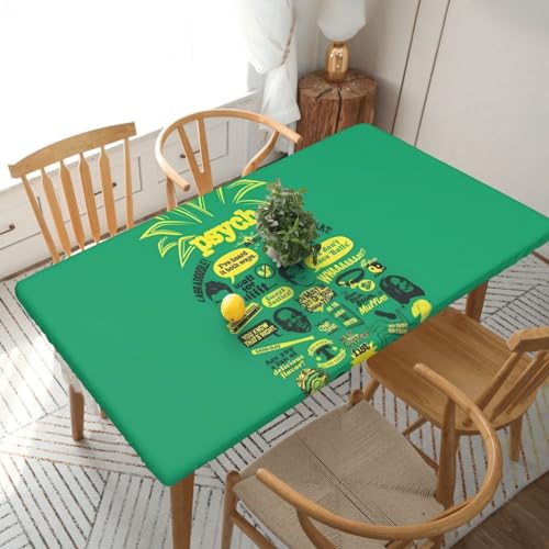 Rechteckige Tischdecke mit Psych Ananas-Zitat, wasserdicht, elastisch, für 152 cm, Tischdecke, abwischbar, Tischdecke für Picknick, Camping, drinnen und draußen, 76,2 x 182,9 cm von EKYOSHCZ