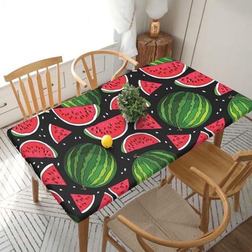 Rechteckige Tischdecke mit Wassermelonen-Motiv, wasserdicht, elastisch, passend für 152 cm, Tischdecke, abwischbar, Tischdecke für Picknick, Camping, drinnen und draußen, 76,2 x 183,9 cm von EKYOSHCZ