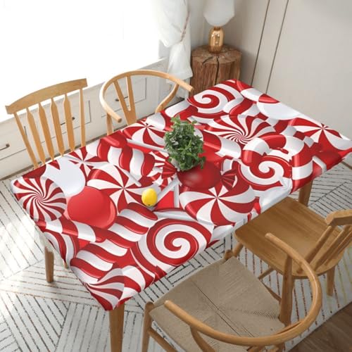 Rechteckige Tischdecke mit Zuckerstangen, wasserdicht, elastisch, für 152 cm, Tischdecke, abwischbar, Tischdecke für Picknick, Camping, drinnen und draußen, 76,2 x 183,9 cm von EKYOSHCZ