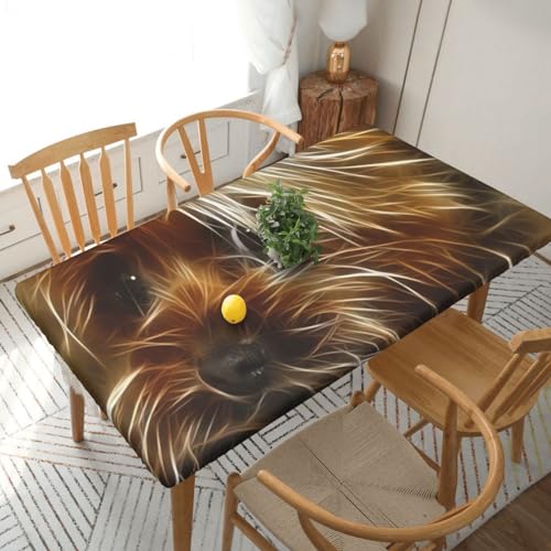 Rechteckige Tischdecke mit lustigem Yorkie-Hund, wasserdicht, elastisch, für 152 cm große Tische, abwischbar, Tischdecke für Picknick, Camping, drinnen und draußen, 76,2 x 183,9 cm von EKYOSHCZ