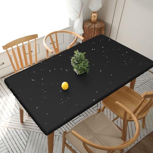 Schwarze glitzernde rechteckige Tischdecke, wasserdicht, elastisch, für 152 cm große Tische, Tischdecke, abwischbar, Tischdecke für Picknick, Camping, drinnen und draußen, 76,2 x 182,9 cm von EKYOSHCZ