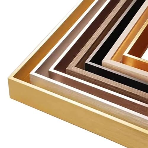 EKalgretrA DIY Holz Bilderrahmen Bausatz Metall-Leinwand-Bilderrahmen-Set, 9 Farben, DIY-Wandkunst, Gemälde, Foto, Poster, Galerie, Heimdekoration(Light Gold,30X30 cm(12X12IN)) von EKalgretrA